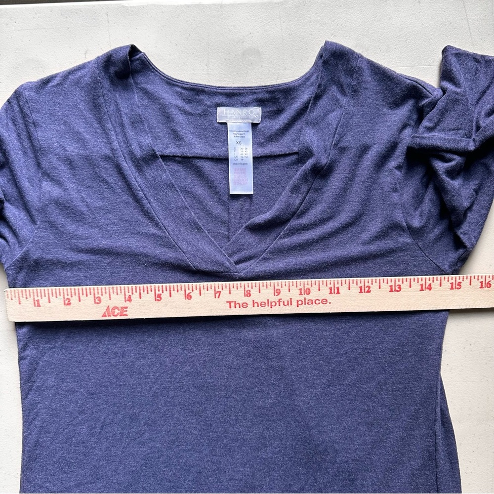 Hanro Long Sleeve Shirt Size XS Heather Blue V-Neck SOFT Lounge Wear Pajama Top - Picture 3 of 9